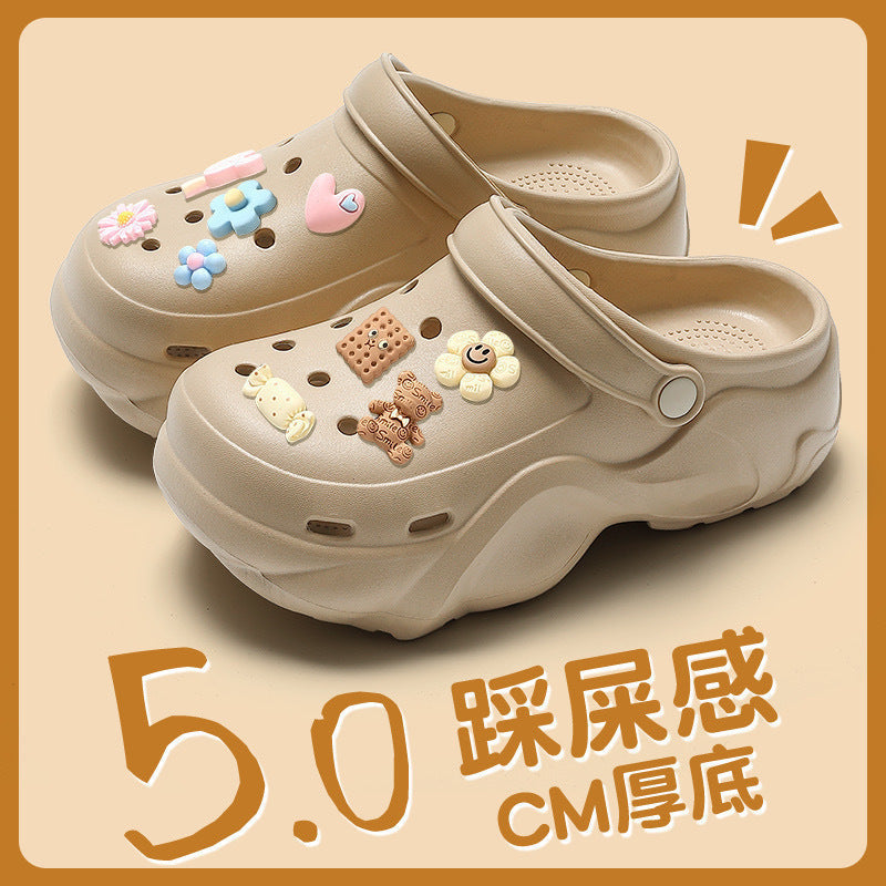 Thick soleeva crocs women's summer outwear 2025new arrivalheight increasing outdoor beach seaside ins toe cap slippers