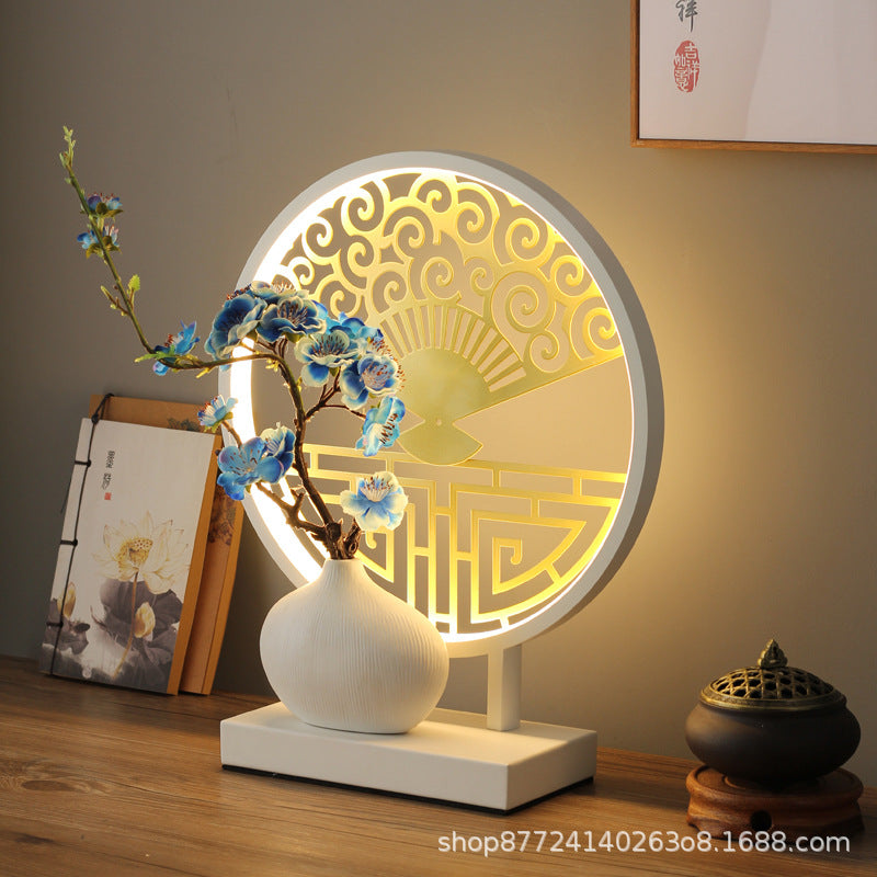 New chinoiserie table lamp bedroom bedside lamp zen ornaments wedding girl lotus creative gift home remote control lotus