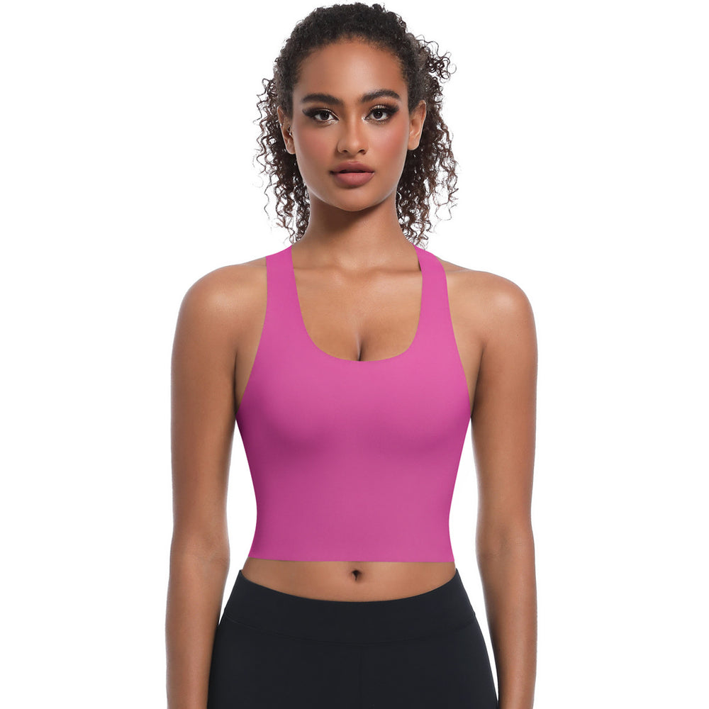 European and american sexy criss-cross back yoga bra - push-up, one-piece cup, quick-dry sports bra, running fitness tank top for women