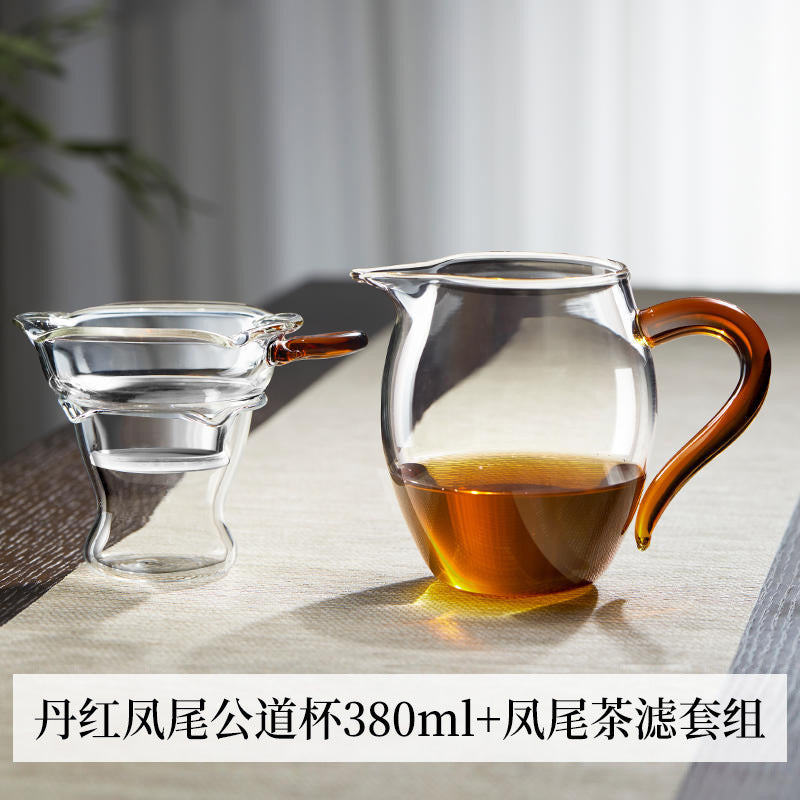 Glass fair cup with handle and filter fair cup glass thickened heat-resistant kung fu tea set tea drain set tea set
