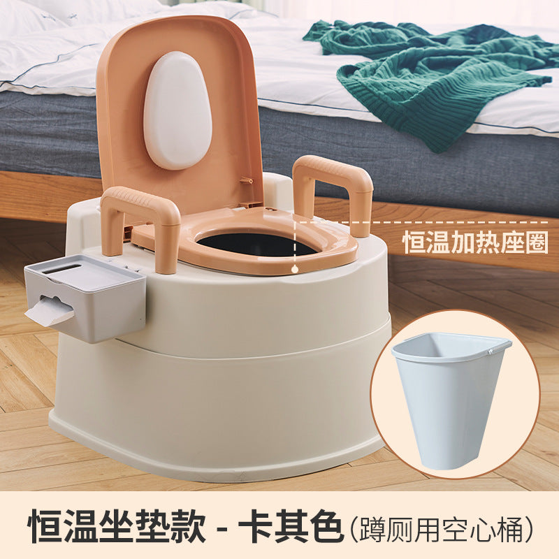 Household adult portable toilet for seniors, pregnant women, and the disabled - indoor commode chair/toilet stool