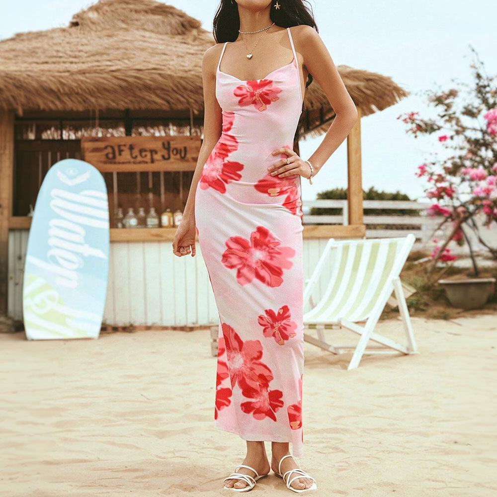 European and american summer bestseller: -approved travel & vacation dress - beach-ready, designer-print maxi dress