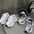 Girls' athletic sneakers with silver button detailing, new spring/summer  collection. breathable mesh upper, also available as chunky dad sneakers for boys and girls