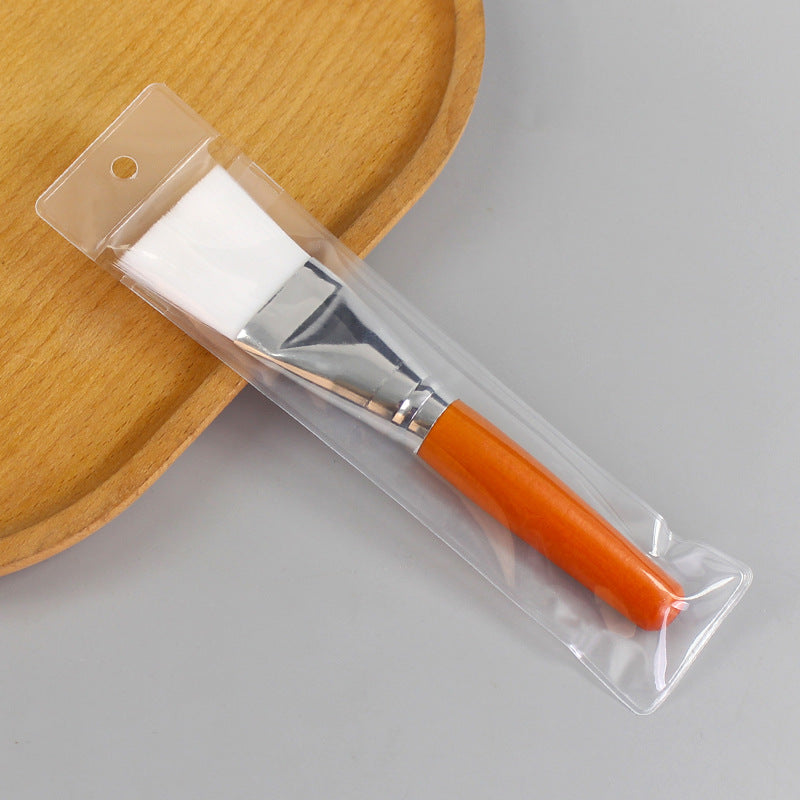 Facial mask brush beauty salon application mask brush wooden handle soft bristle brush makeup brush log pole white bristle brush spa brush