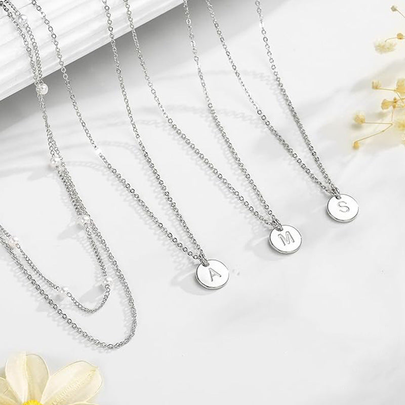 fashion popular golden multi-layer 26 letter necklace fashion coin pendant necklace eleganceelegant jewelry for women