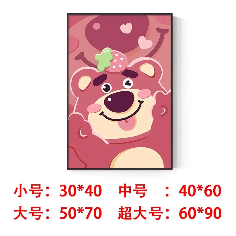 Strawberry bear decorative painting cute trend lotso Stitch pendulum painting hanging painting living room bedroom wall painting