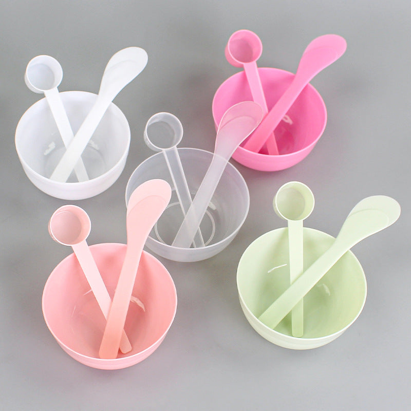 Beauty mask mixing tool set - includes bowl, spatula, spoon, plastic bowl, measuring spoon, stirring stick, 10ml spoon, spa application three-piece set
