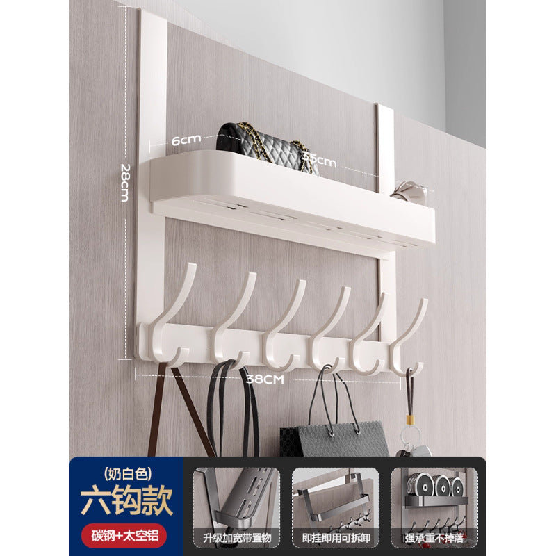 Double-layer clothes hanger behind the door, no need to punch holes, bedroom door hook, door back coat rack, storage rack behind the door