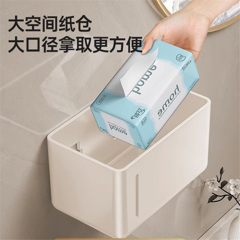 Milk white bathroom tissue box No punching waterproof wall-mounted toilet Roll paper holder Toilet paper box Toilet paper rack