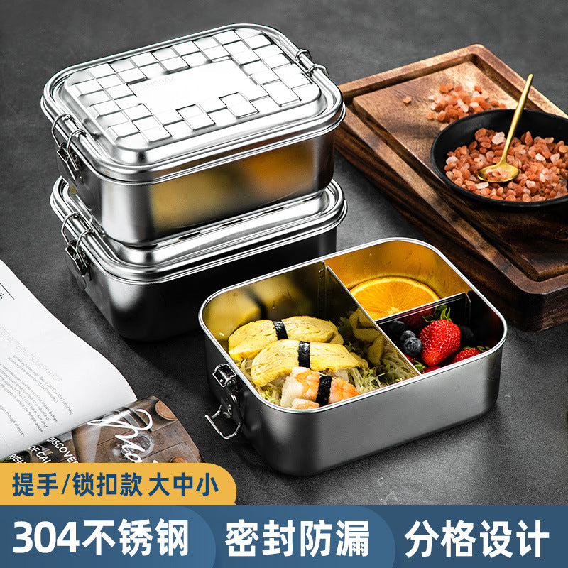 Amazon cross-border daily necessities 304 stainless steel divided lunch box double layer square multi-grid outdoor lunch box fresh box