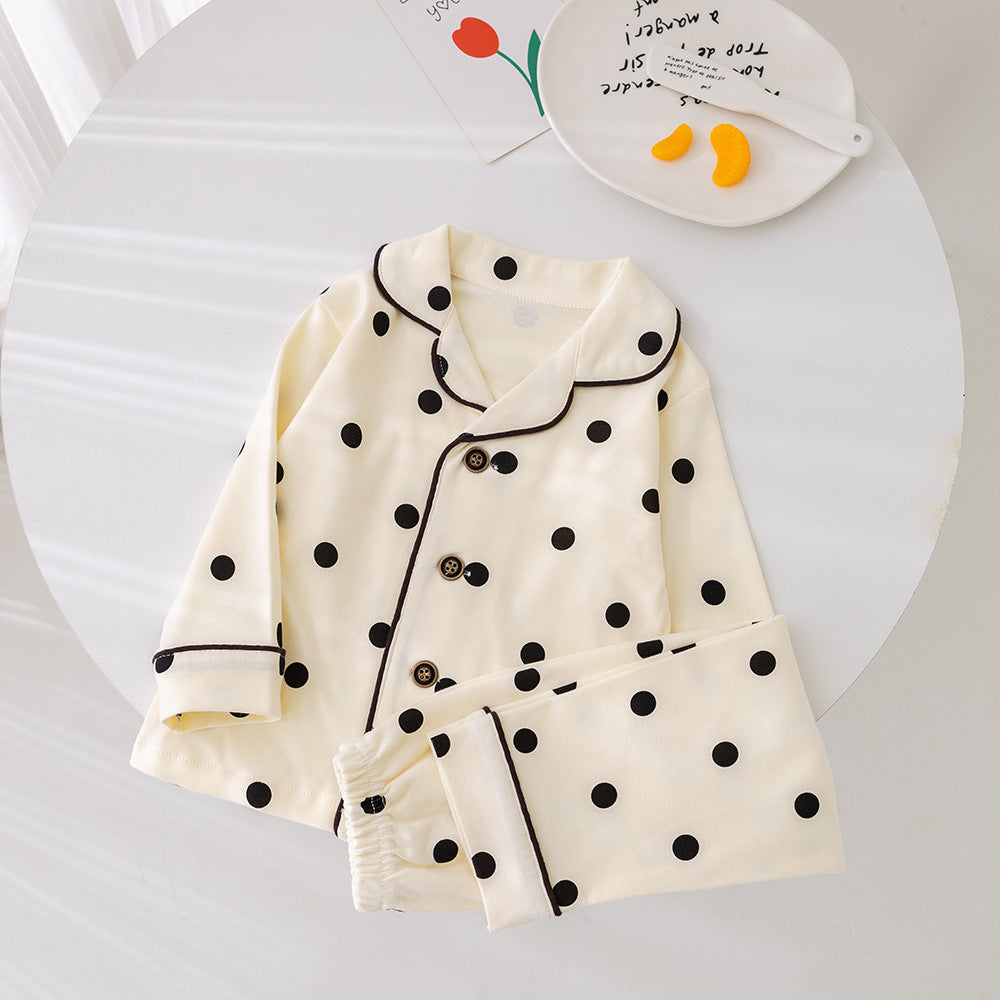 Baby cartoon pajamas, sleepwear, loungewear - stylish korean style, long-sleeved cardigan, pure cotton set, separates for toddlers and young children