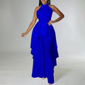 D372export cross-border fashion casual suit summer socialite private clothes backless top pleated wide-leg pants european and american suit