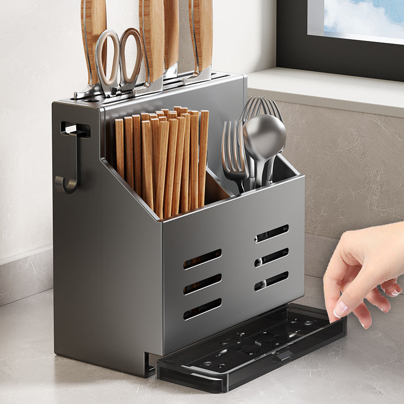 Chopsticks cage storage box Kitchen knife holder Wall hanging Stainless steel spoon Chopsticks cage basket Integrated non-punching knife rack