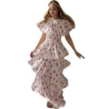 new spring export fashion european and american  elegant printed shawl + dress set