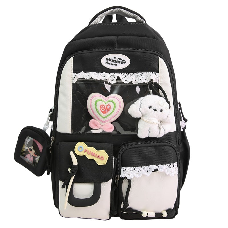 School season student schoolbag Korean college style large-capacity high school student backpack cute multi-compartment transparent backpack