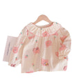 new arrival: pure cotton girls' blouse - all-season long sleeve doll collar shirt - stylish korean style for baby girls