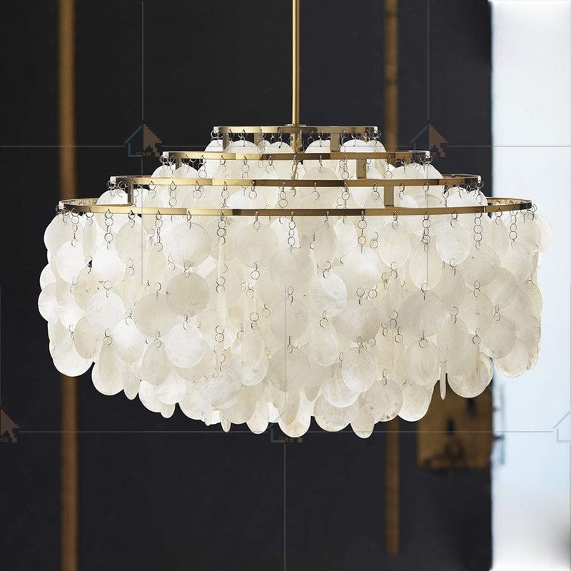 French Romantic Shell Chandelier Cream Wind Living Room Chandelier Italian Designer Bedroom Light Wind Chime Restaurant Lighting