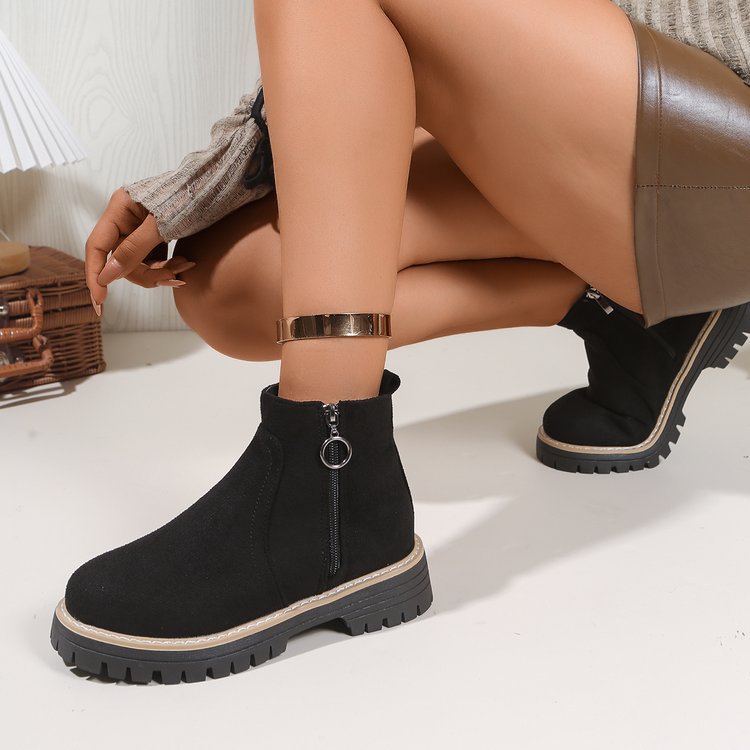 new arrival: plus-size chelsea boots for women - spring/autumn suede ankle boots with side zipper, wholesale trendy styles
