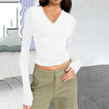 fall/winter new arrivals: european & american  style women's v-neck long sleeve basic slim-fit versatile t-shirt top