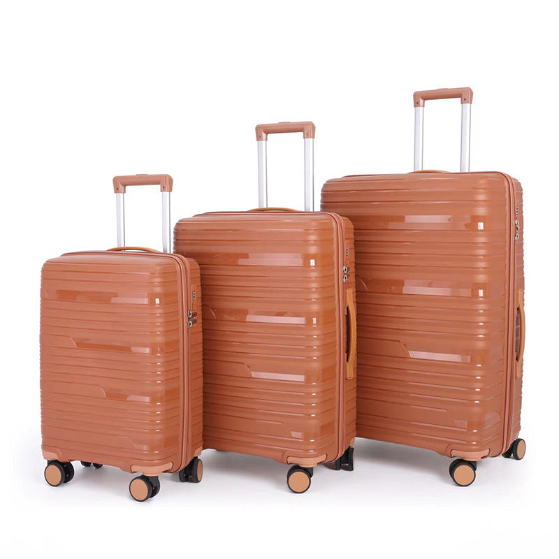 PP zipper box  set three sets of four trolley case sinking handle sinking lock color scheme explosion-proof rag factory wholesale