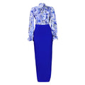 D323 european and american clothing  new fashion printed tie-up long sleeve shirt and midi skirt two-piece set - cross-border
