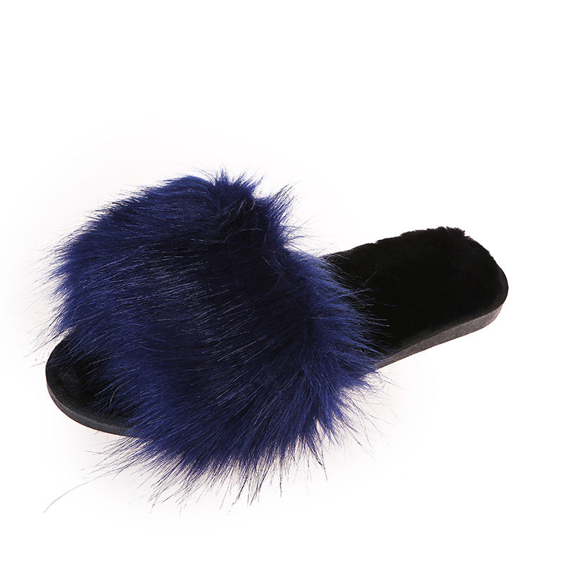 Genuine manufacturer, fluffy slippers for women, autumn and winter, cross-border amazon, large size, foreign trade, home indoor and outdoor long-haired cotton slippers