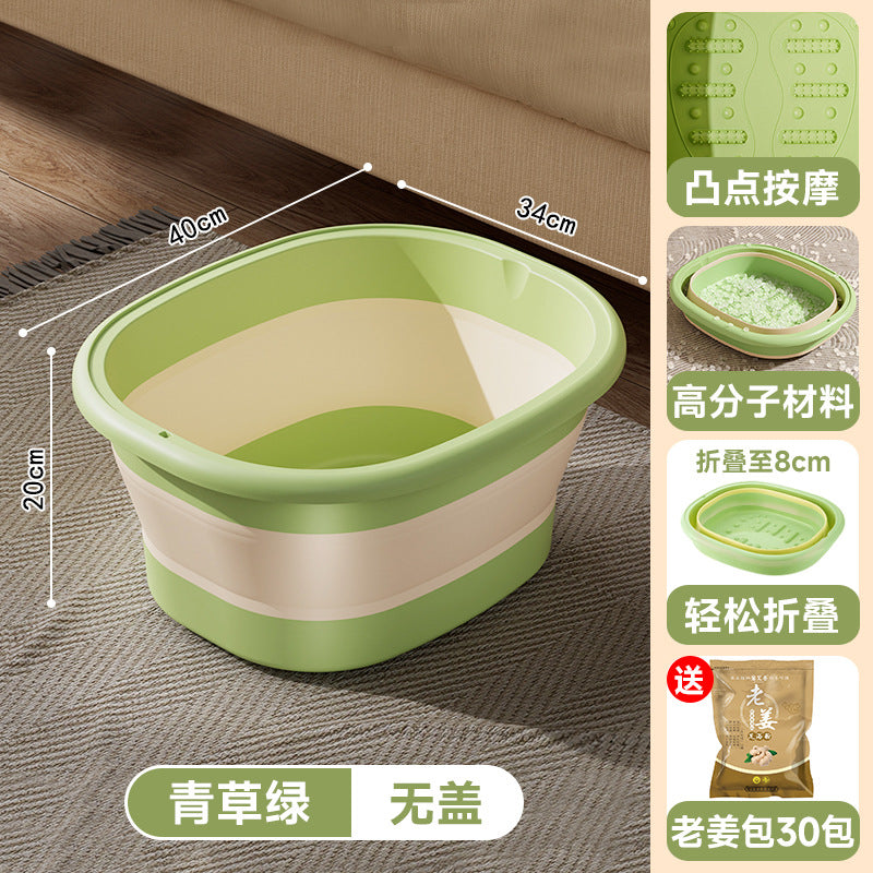 Collapsible foot soak bucket - deepened, calf-high, with lid, insulated, massage foot bath bucket, home spa thickened foot basin