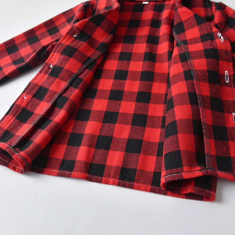 Kids' pajama set - plaid japanese style loungewear for boys and girls - spring/autumn comfortable underwear - children's sleepwear/home clothes