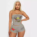 cross-border european and american women's apparel: unique and beautiful printed bandeau top and shorts set - wholesale two-piece layering outfit