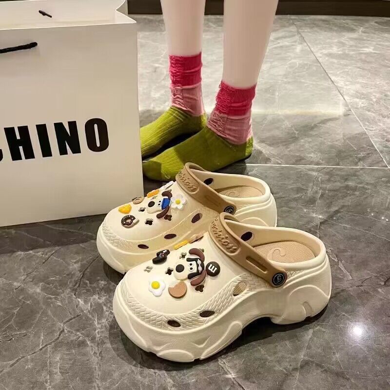 Eva clogs women's ins trendy summer thick sole high heels nurse toe-cap half drag cute outwear shit-stepping beach sandals