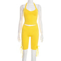 J25st089 european and american style cross-border women's spring and summer halter neck tie tube top backless bow pants solid color suit