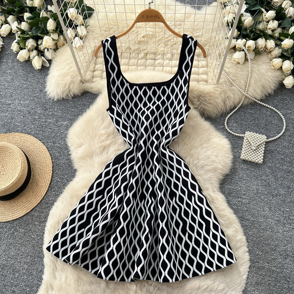 French chic sleeveless a-line dress - women's summer korean style high-waisted slimming versatile elegant work dress