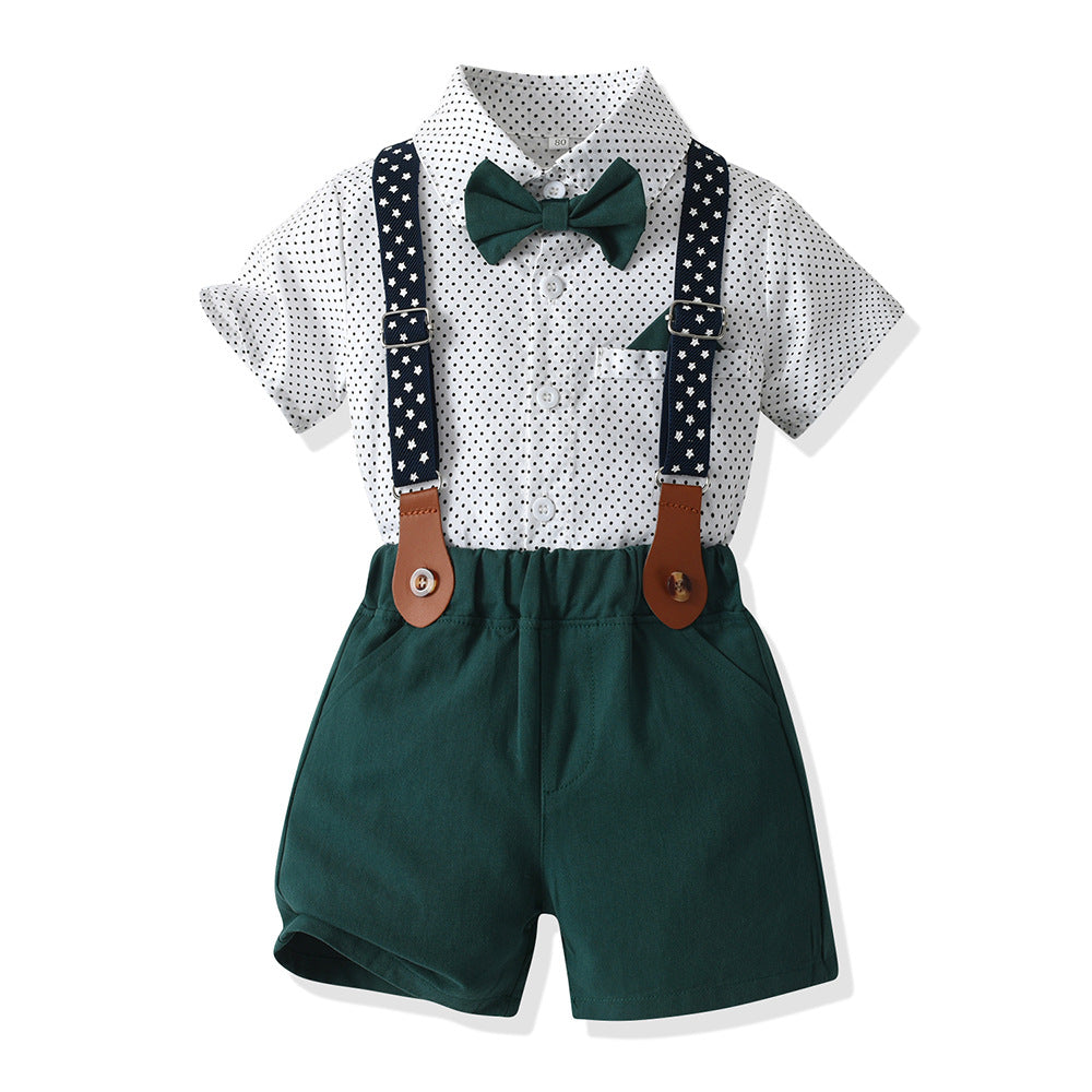 Boys' summer outfit set - new foreign trade style, kids' summer short-sleeve, stylish lightweight gentleman's suit for toddlers and young children