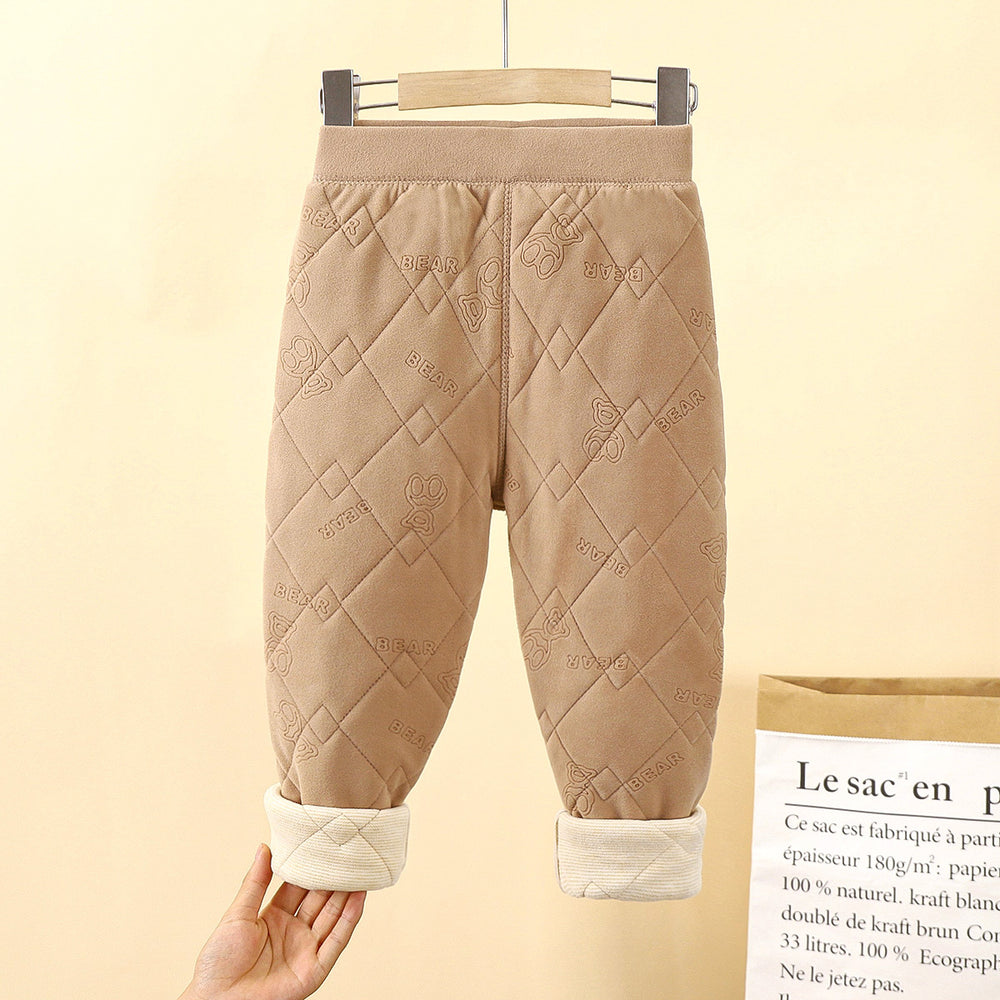 School uniform essential: autumn/winter kids' cotton pants - boys' warm & cold-proof trousers, three-layer fleece-lined & extra thick girls' leggings
