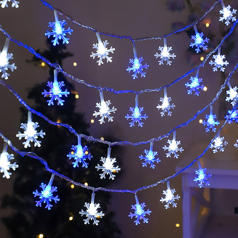 LED snowflake light string Christmas tree decoration small lights Battery box ambient light Christmas day hanging lights ins decorative lights