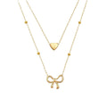 Amazon's new fashionable heart & butterfly double-layer necklace - women's heart-shaped pendant rice bead choker