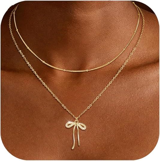 Amazon's new bows necklace fashion copper plated real gold sense of design women's fashion cross-border jewelry necklace casual