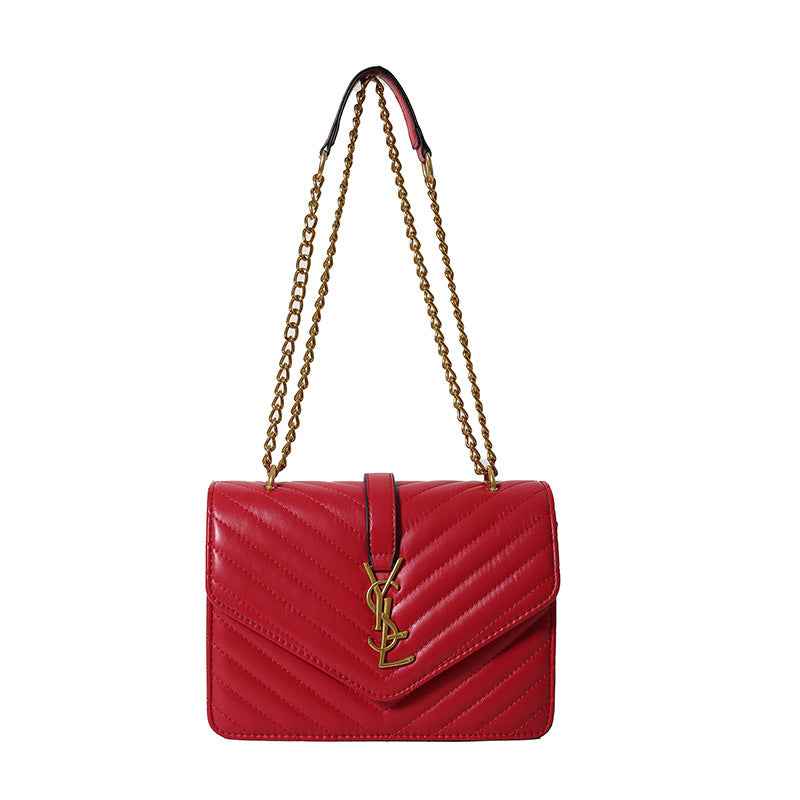 Fashion gold fashion women's bag 2025new arrival chain crossbody small square bag cover bag double compartment patent leather patent leather bag