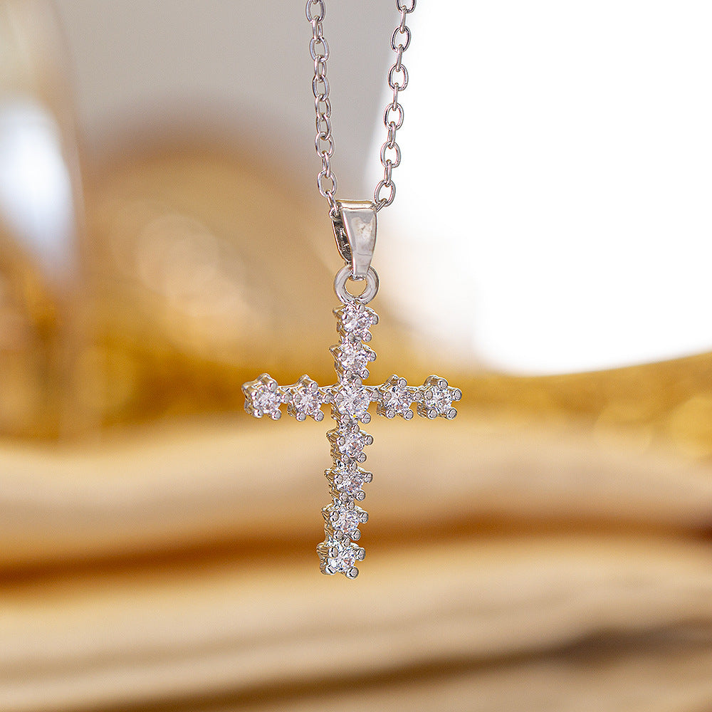 popular copper micro-embedded accessible luxury cross necklace for women fashioneasiest for matchelegant non-fading clavicle chain jewelry