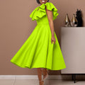 D367 european and american style independent fashion website summer chic ruffle hem maxi dress banquet evening gown cross-border dress