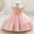 Ready-to-ship wholesale children's dresses, airplane sleeve princess dresses for baby girls, perfect for first birthday parties, dance recitals, and evening events. includes tutu skirts