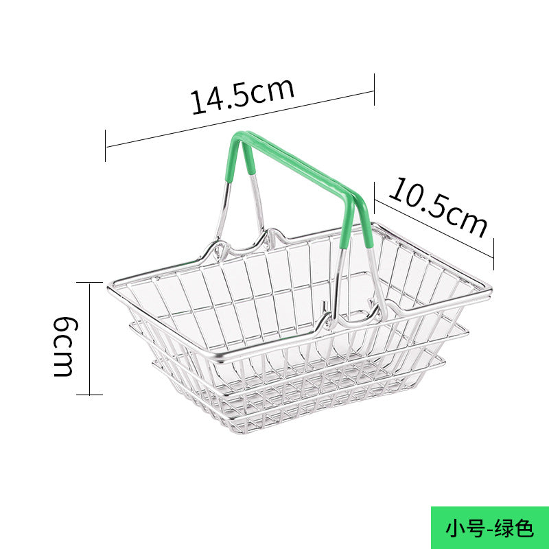 Cross-border  wrought iron simulation shopping basket household cosmetics sundries storage decorative shelf shooting props