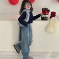 Girls' rhinestone embellished denim pants - spring  new collection - kids' wide-leg cropped jeans - sparkly pants for girls (big kids) - spring apparel