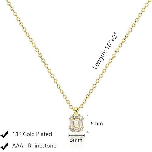 Amazon new copper micro-paved zircon paperclip pendant necklace fashion double ring pin women's clavicle chain