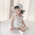 Infant summer sling baby breathable full printed cherry pattern romper pullover hooded pure cotton breathable romper
