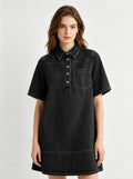 foreign trade new arrivalsummernew arrival denim dress lapel thin short-sleeved loose shirt casual style