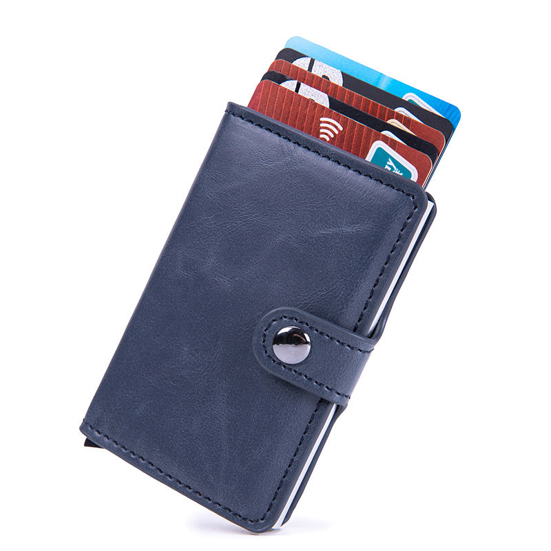 Cross-border  anti-magnetic RFID anti-theft swipe card bag, automatic elastic card type metal aluminum shell credit card box