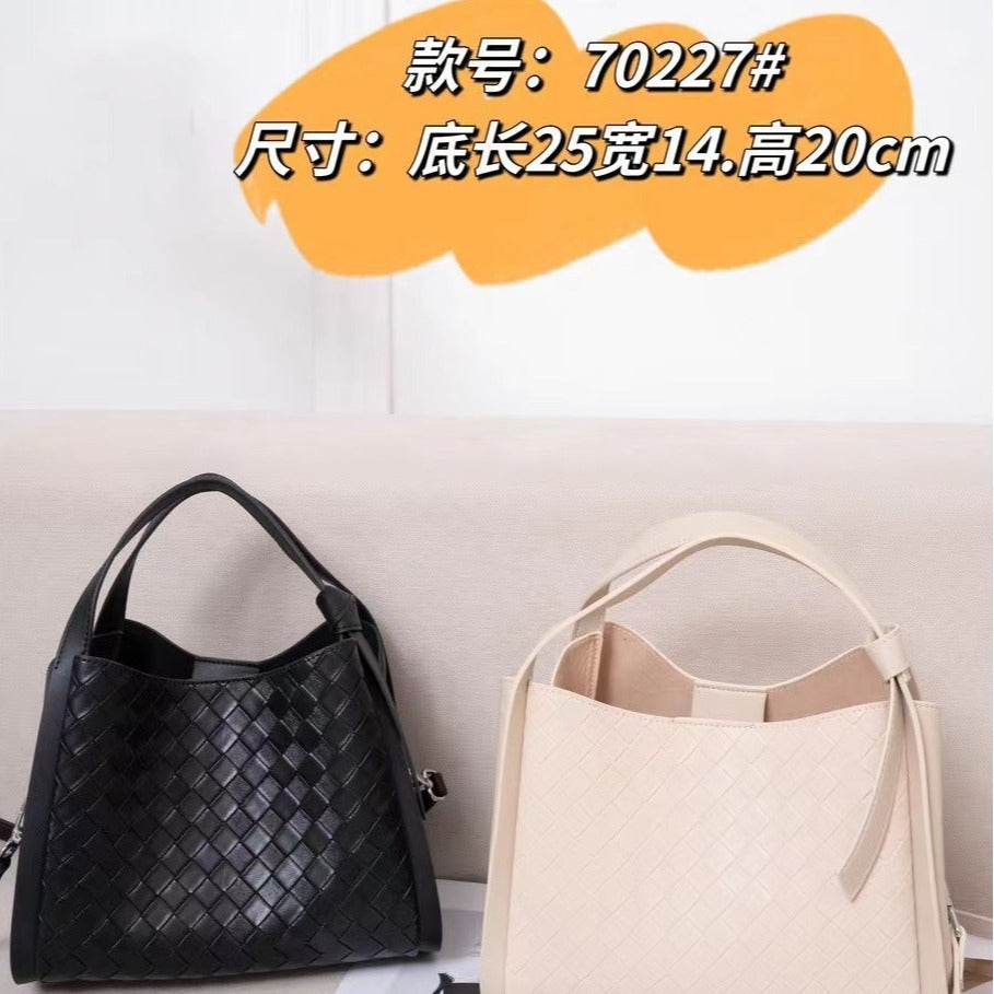 2024 spring/summer new women's bag: premium cowhide leather casual fashion shoulder & crossbody bag - genuine leather embossed basket bag