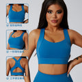 European and american size cross-border sports bra for women - high impact shockproof yoga bra with side support, racerback sports tank top