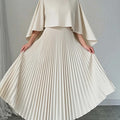 cross-border e-commerce women's fashion: european and american summer new arrivals - casual solid color batwing sleeve ruched asymmetrical skirt set